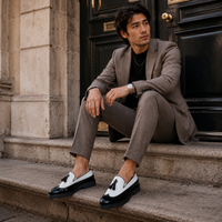 Mocassins Formelle Blanc En Cuir Véritable Pour Homme