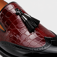 Mocassins Formelle Bordeau En Cuir Véritable Pour Homme
