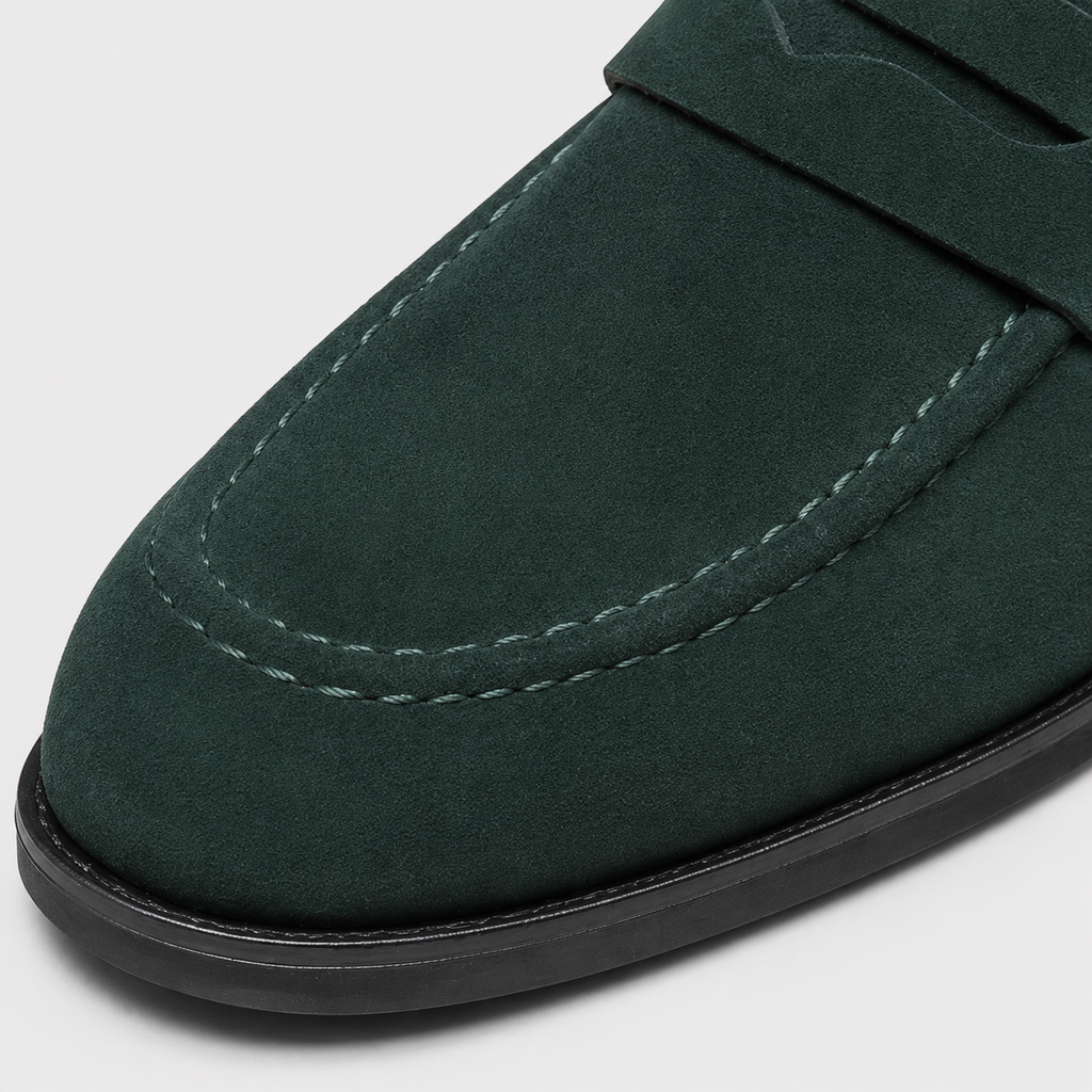 Mocassins Homme Vert En Daim Classique