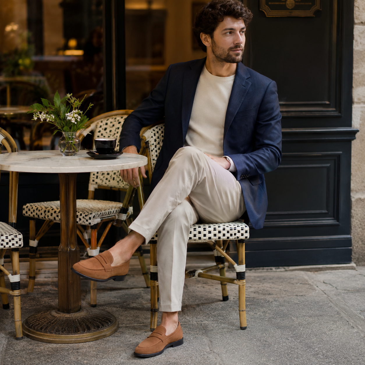 Mocassins Homme Marron En Daim Classique