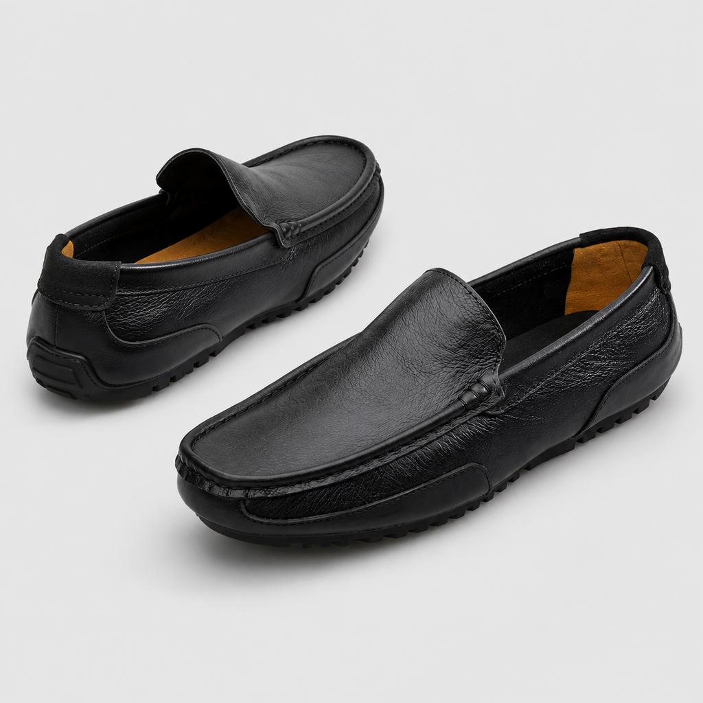 Mocassins Homme Noir en Cuir Souple