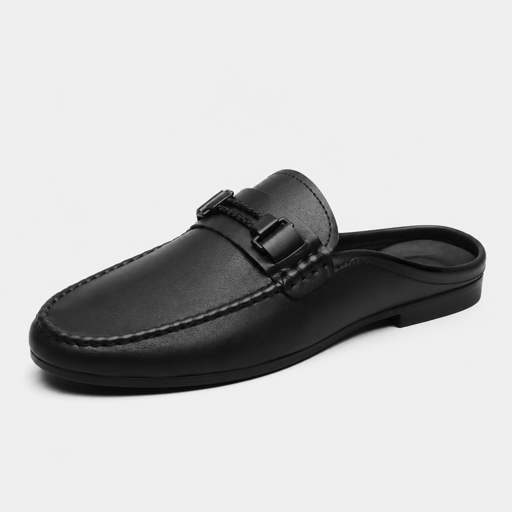 Chausson Mocassin Mule Ouvert Noir