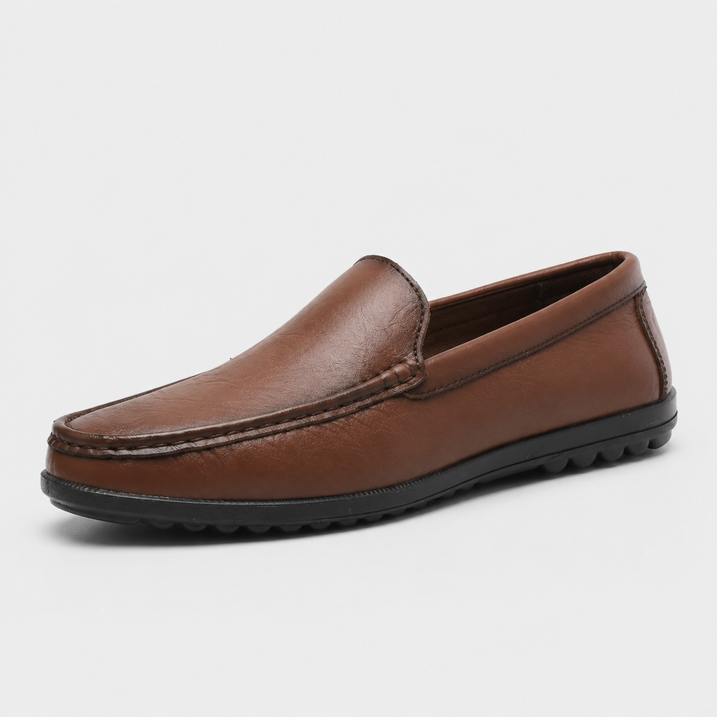 Mocassin En Cuir Véritable Marron Pour Bateau Homme