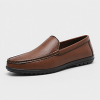 Mocassin En Cuir Véritable Marron Pour Bateau Homme