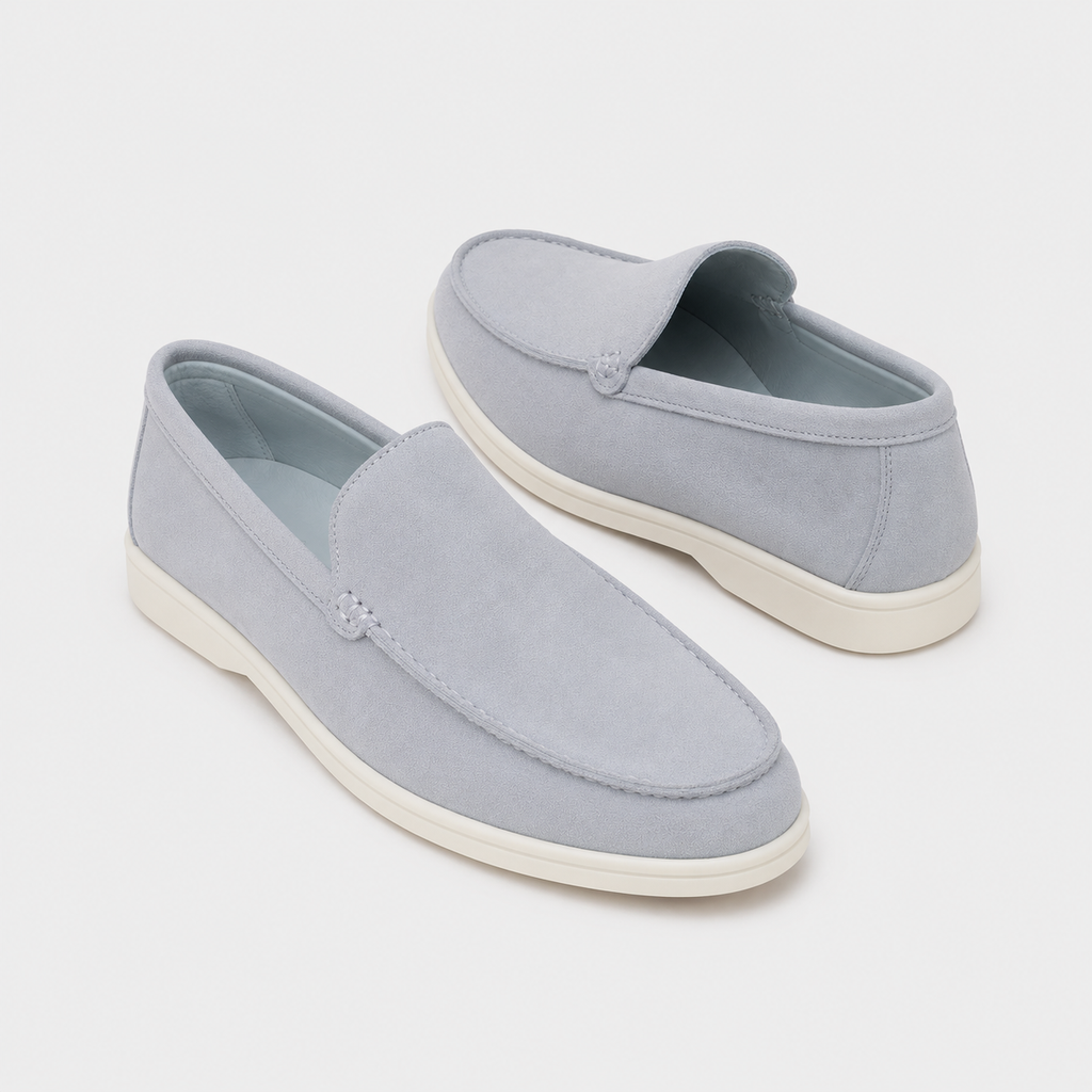 Mocassin En Daim Bleu Clair Pour Homme