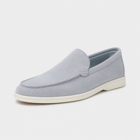 Mocassin En Daim Bleu Clair Pour Homme