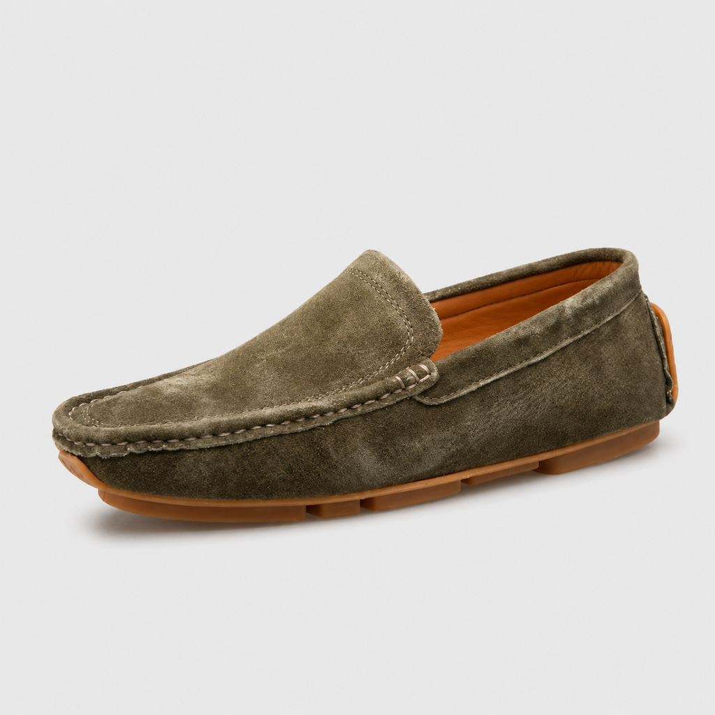 Mocassins Homme En Daim Vert