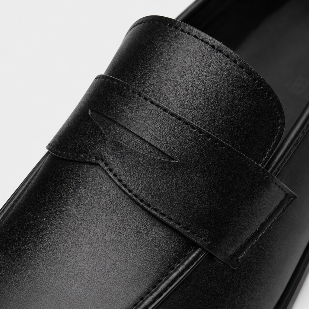 Mocassin Homme Cuir Noir Talon