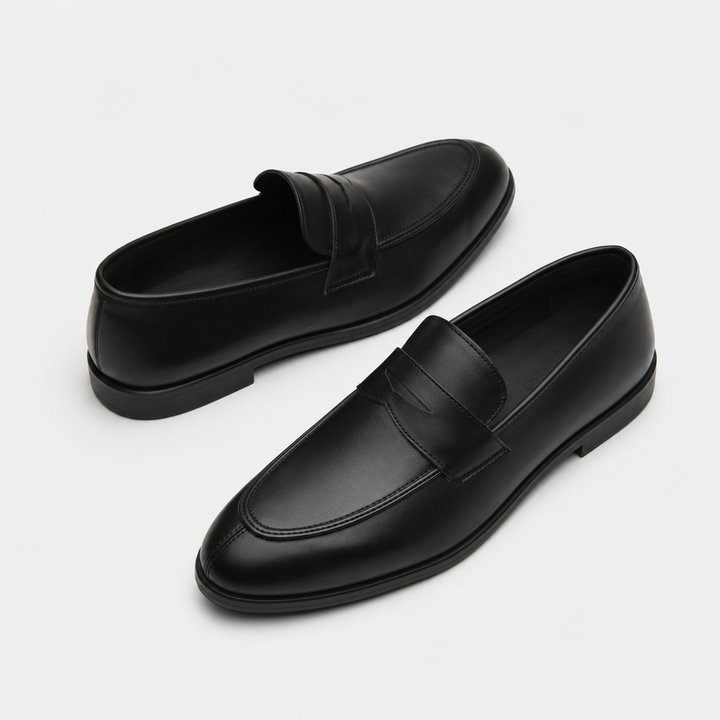Mocassin Homme Cuir Noir Talon