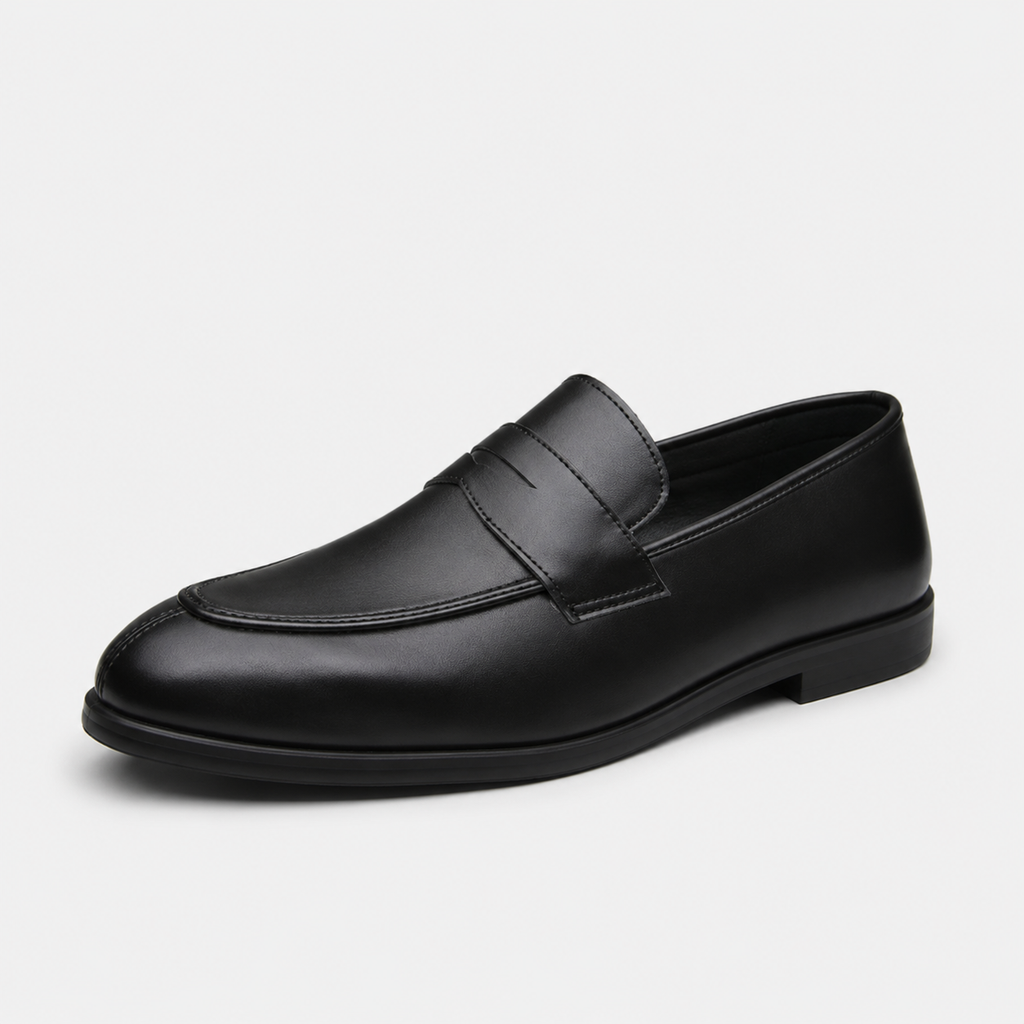 Mocassin Homme Cuir Noir Talon