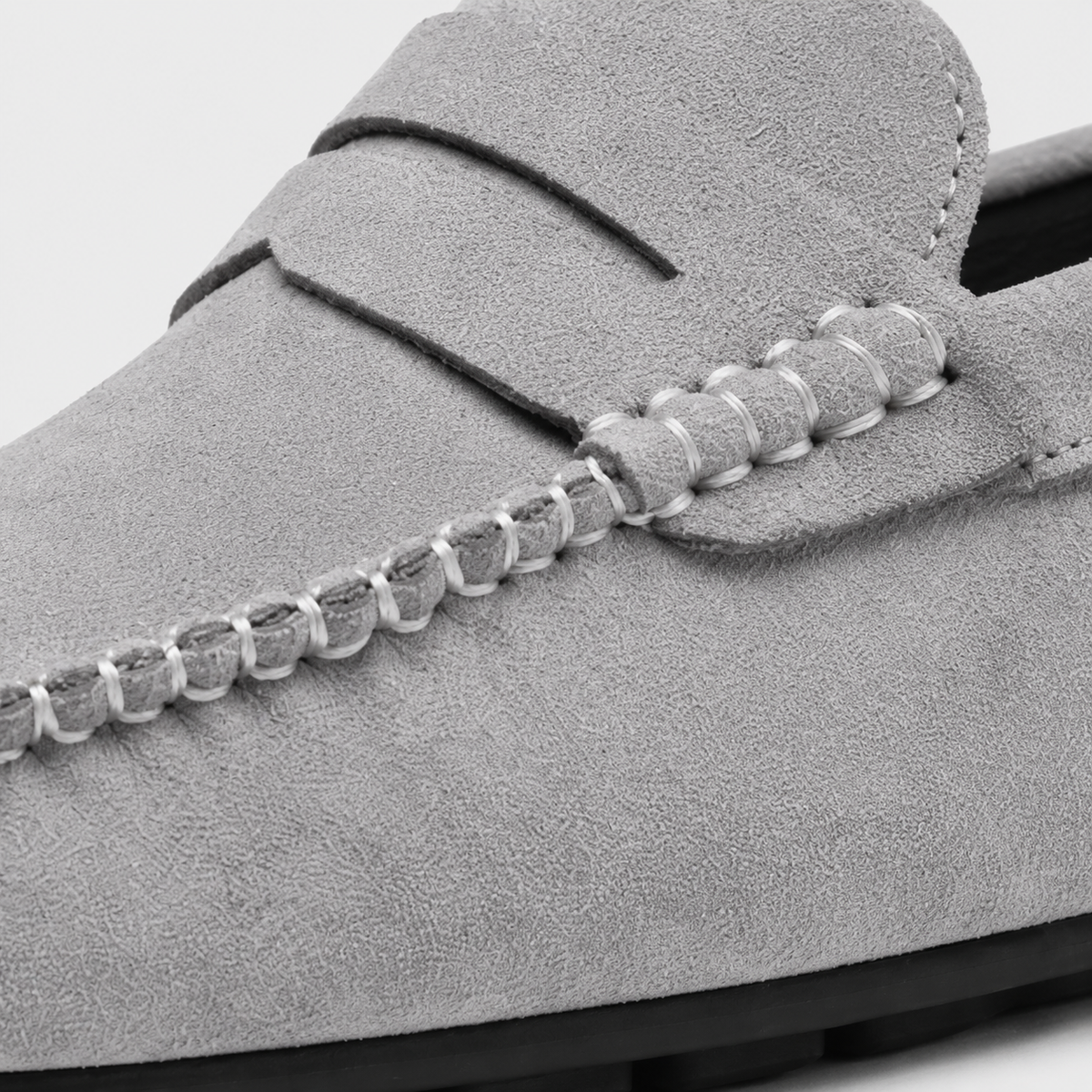 Mocassin Homme Gris En Daim Décontracté