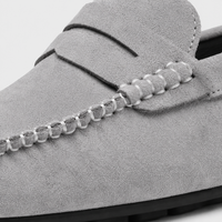 Mocassin Homme Gris En Daim Décontracté