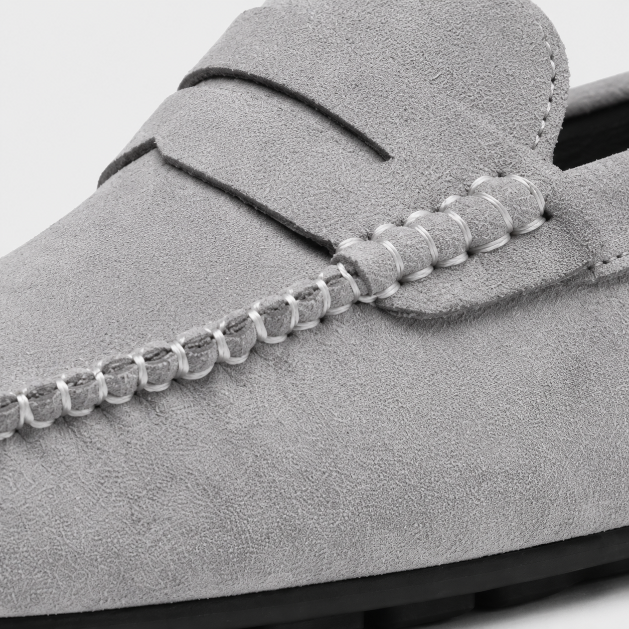 Mocassin Homme Gris En Daim Décontracté