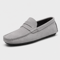 Mocassin Homme Gris En Daim Décontracté