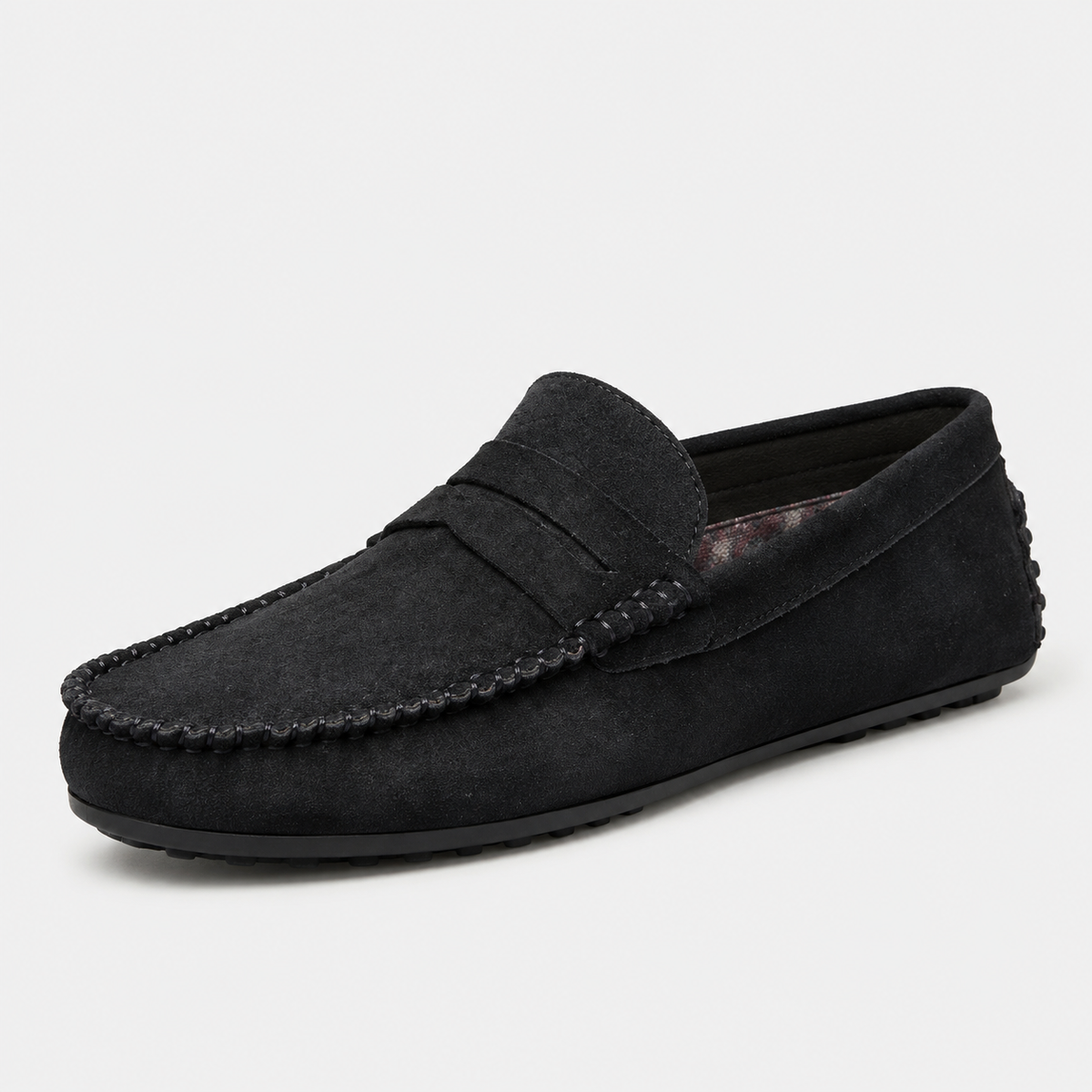 Mocassin Homme Noir En Daim Décontracté
