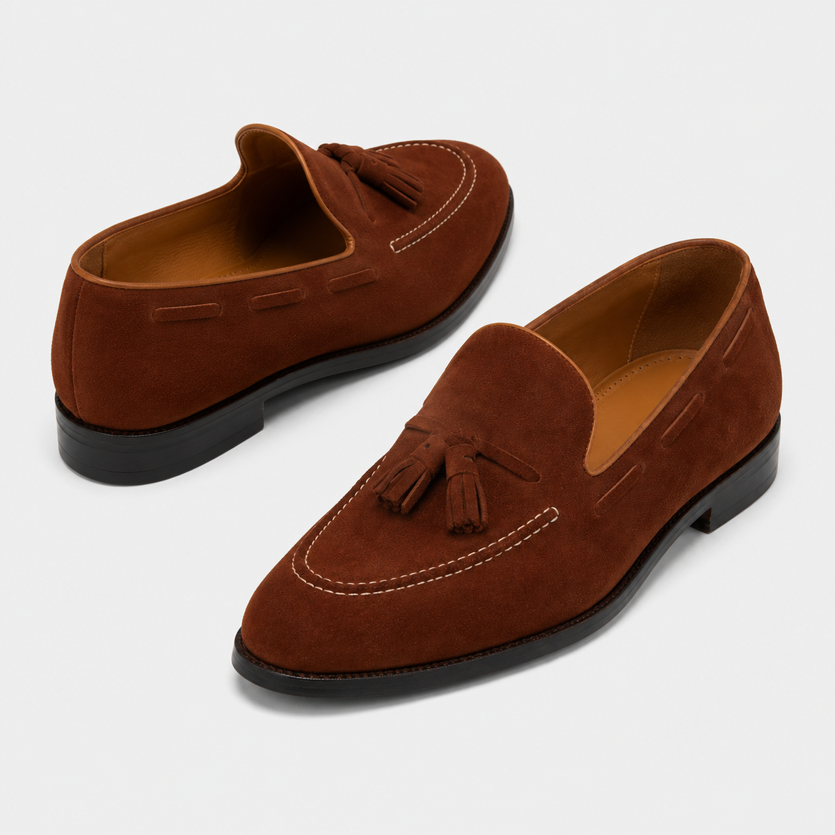 Mocassin En Dain À Gland Marron Foncé Talon Homme
