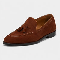 Mocassin En Dain À Gland Marron Foncé Talon Homme