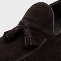 Mocassin En Dain À Gland Noir Foncé Talon Homme