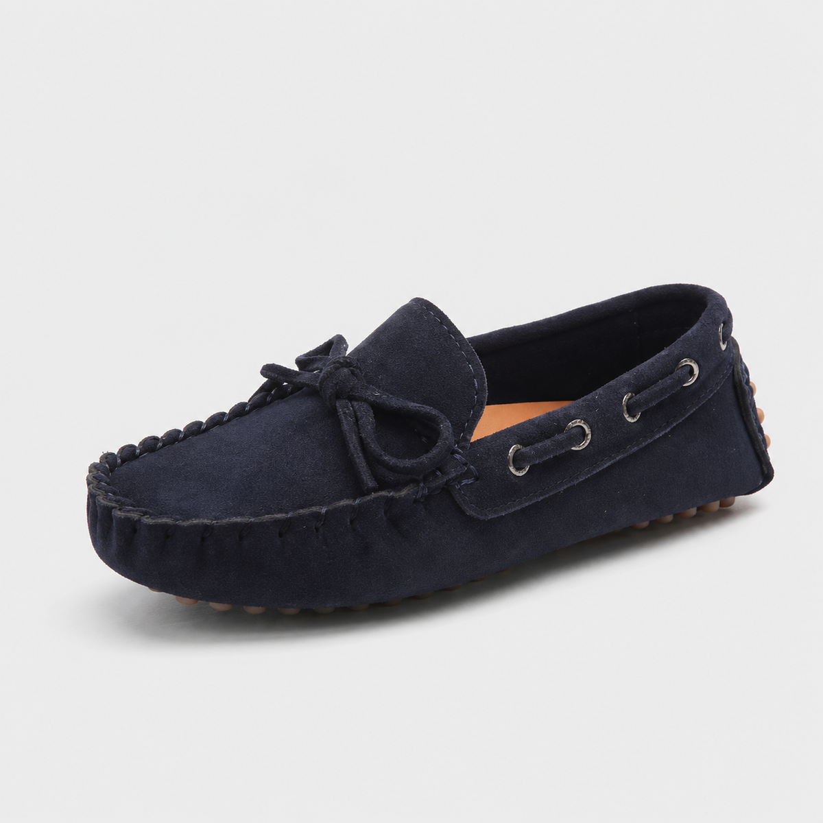 Mocassin Enfant En Daim Bleu Bateau