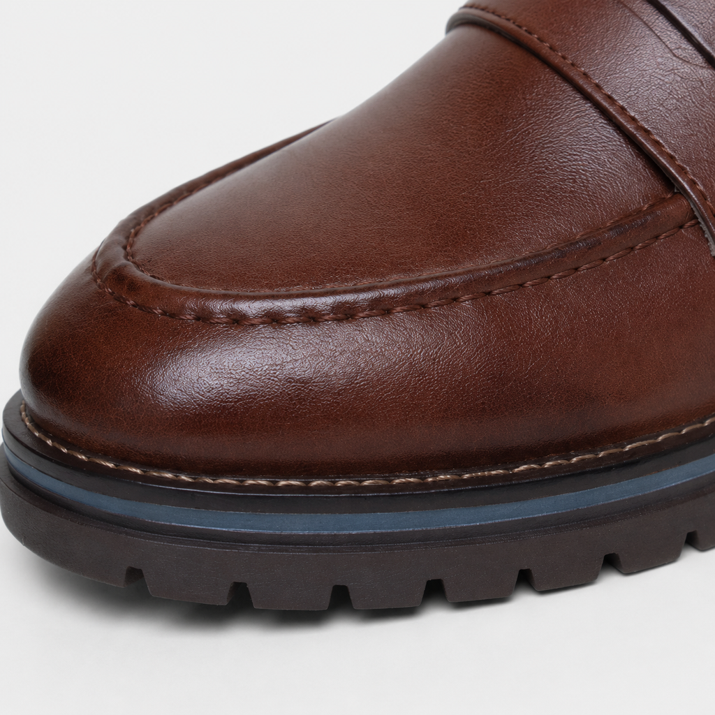 Mocassin Cuir Marron Garçon Talon