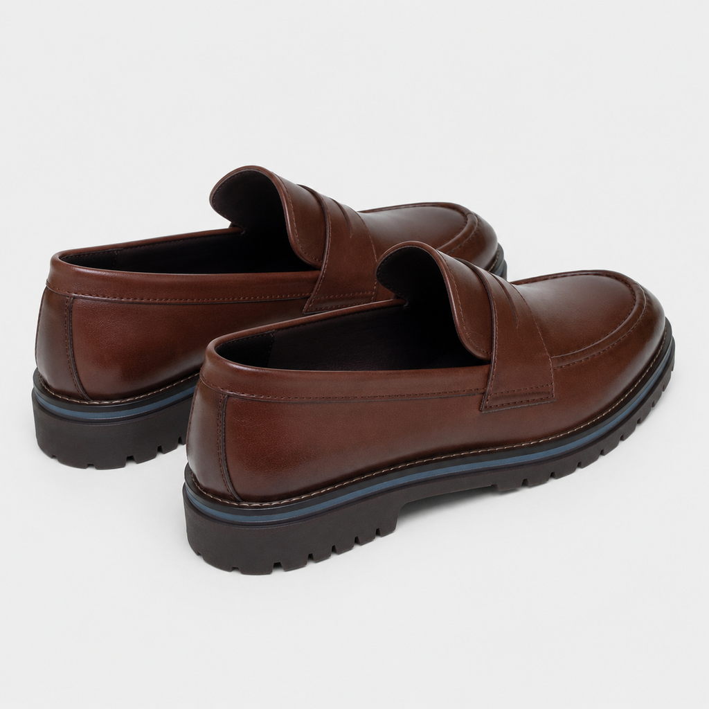 Mocassin Cuir Marron Garçon Talon