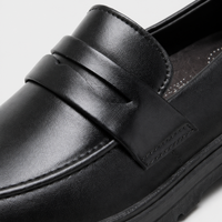 Mocassin Cuir Noir Garçon Talon