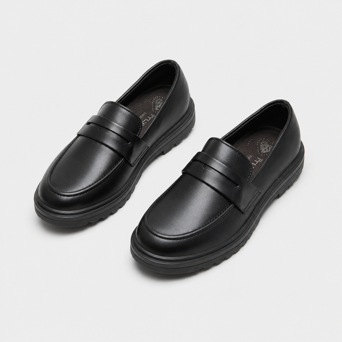 Mocassin Cuir Noir Garçon Talon