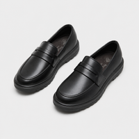 Mocassin Cuir Noir Garçon Talon
