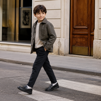 Mocassin Cuir Noir Garçon Talon
