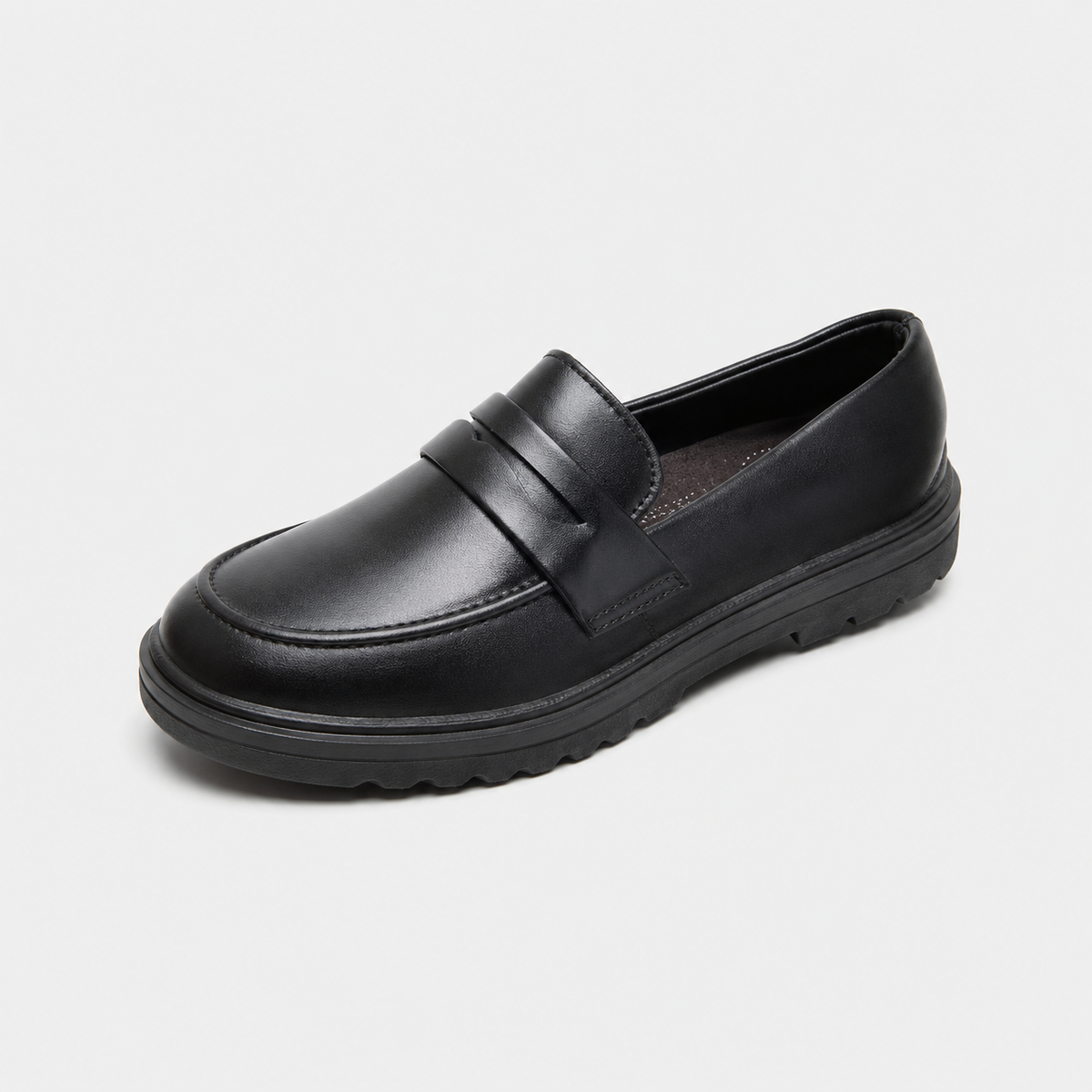 Mocassin Cuir Noir Garçon Talon