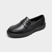 Mocassin Cuir Noir Garçon Talon