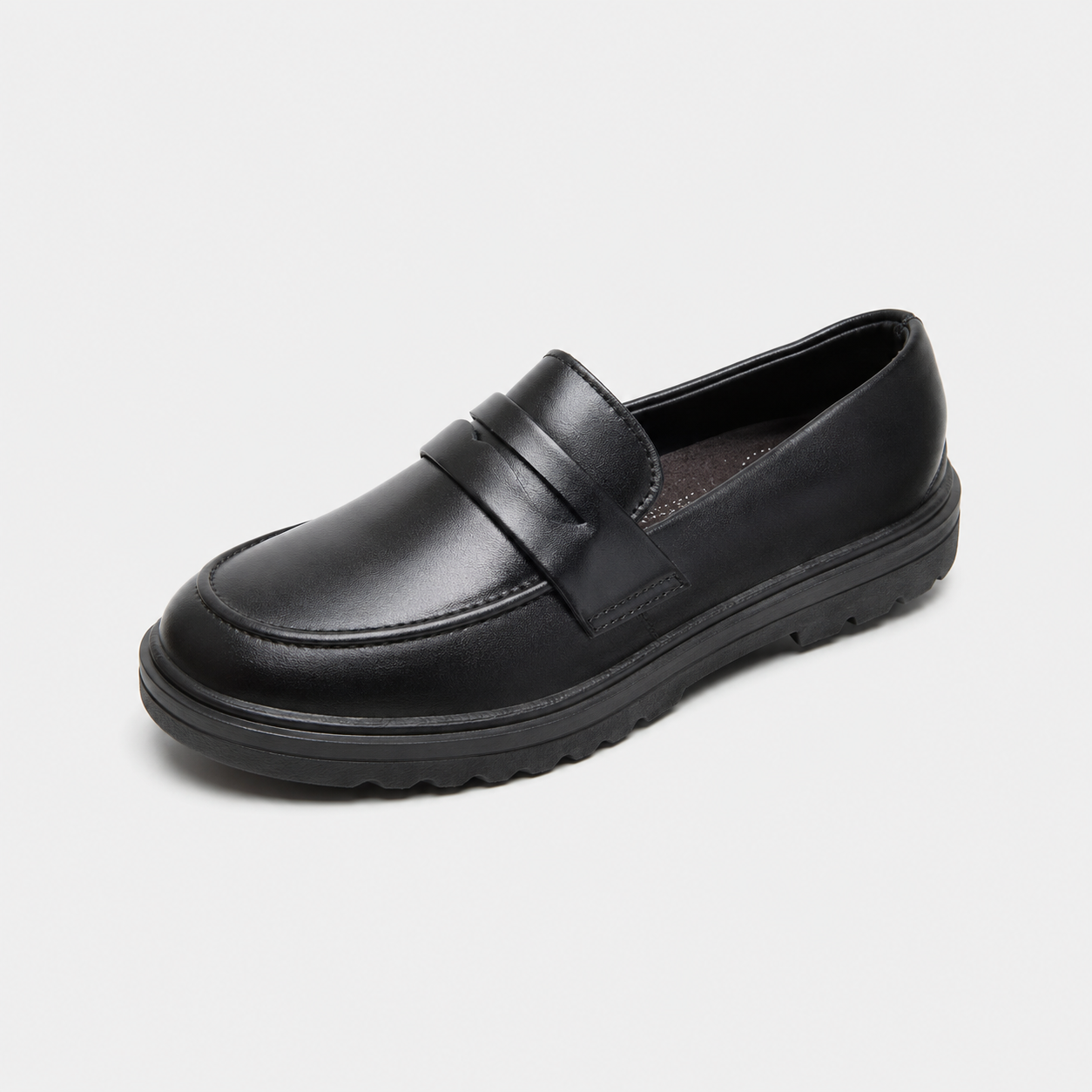 Mocassin Cuir Noir Garçon Talon