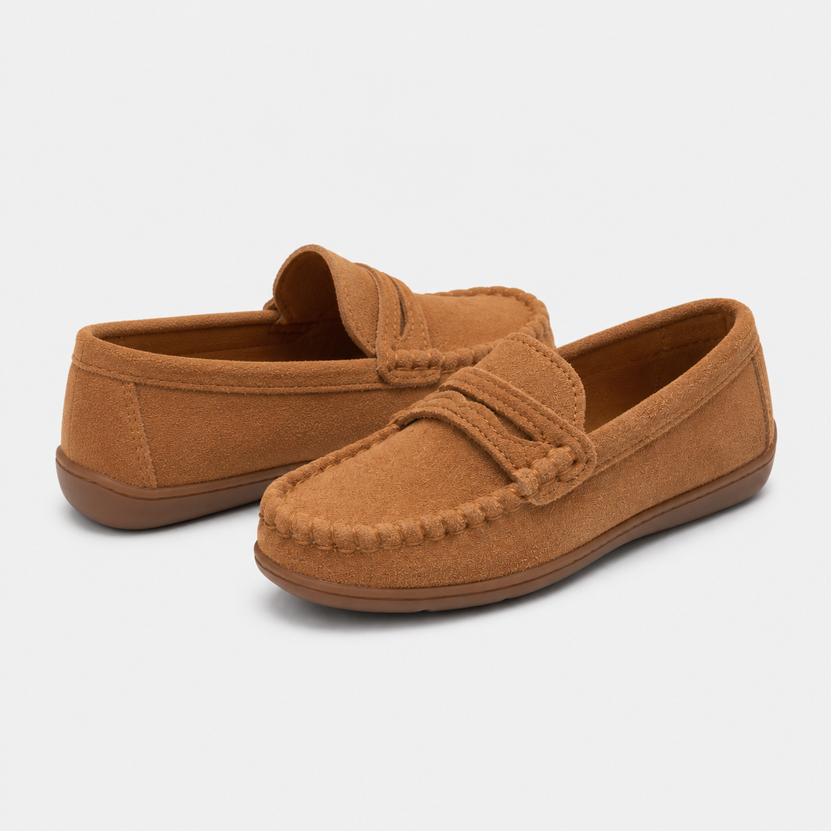 Mocassin Enfant En Daim Marron Classe Pour Bateau