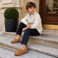 Mocassin Enfant En Daim Marron Classe Pour Bateau