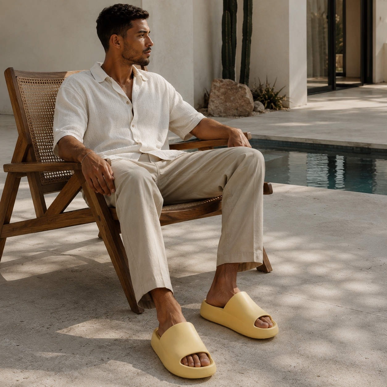 Sandale Pour Homme Confortable Jaune