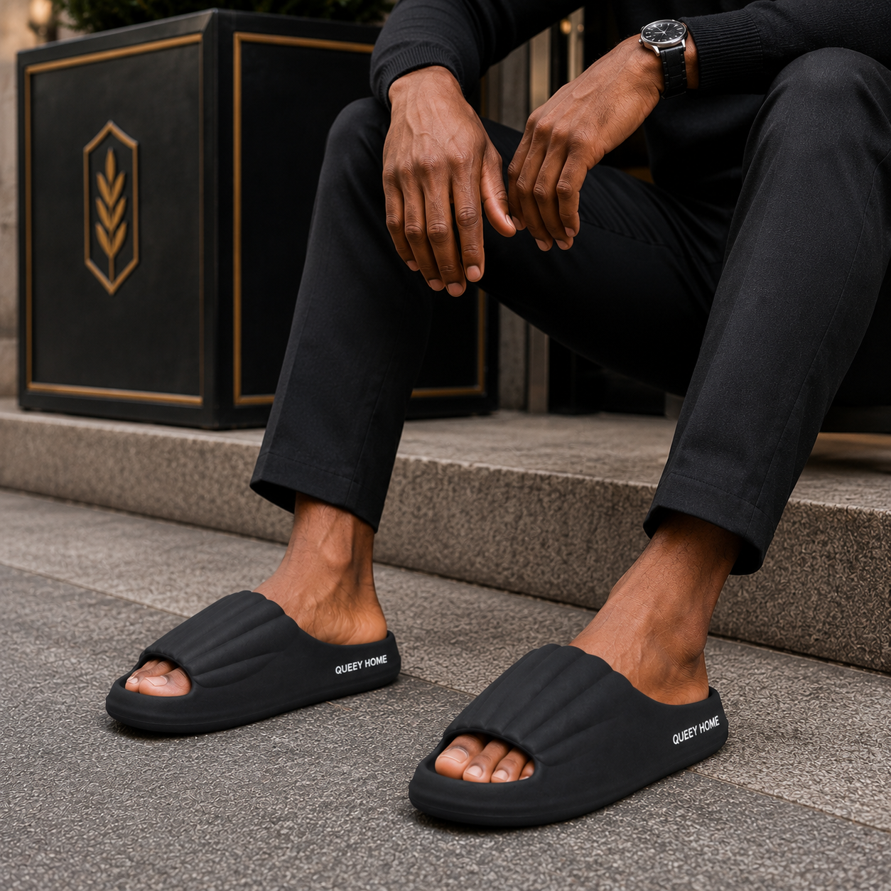 Sandale Homme Confortable Noir
