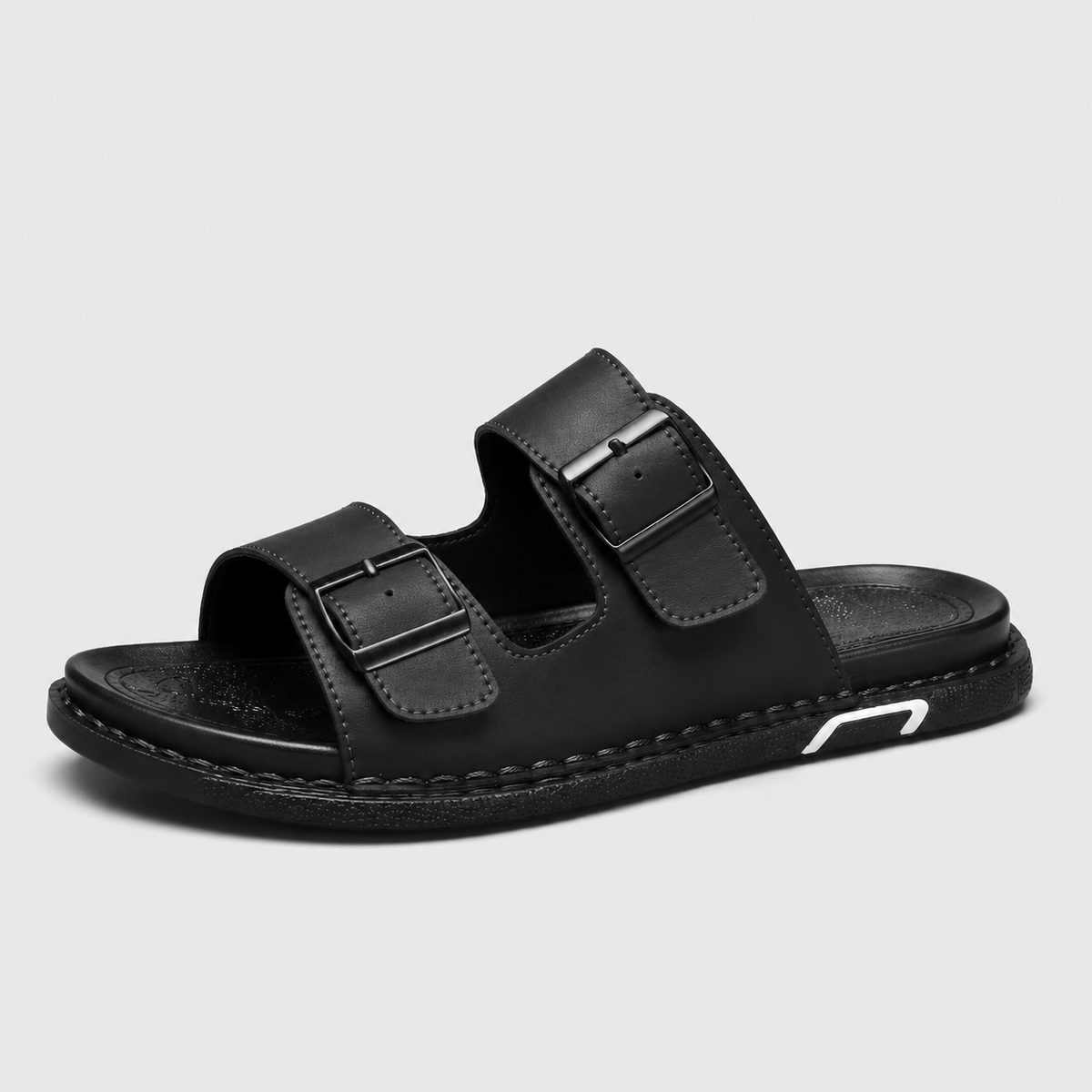 Italienne Sandale Cuir Noir Homme Luxe