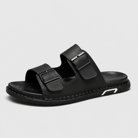 Italienne Sandale Cuir Noir Homme Luxe