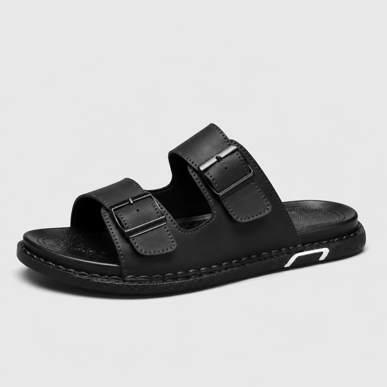Italienne Sandale Cuir Noir Homme Luxe