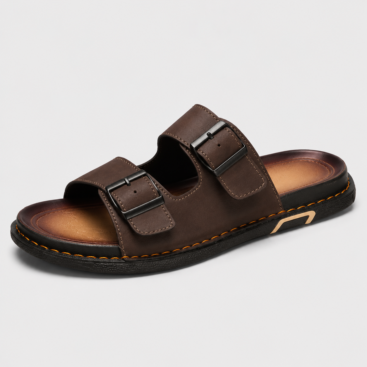 Italienne Sandale Cuir Marron Homme Luxe