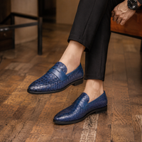 Mocassins Homme En Cuir Tressé Bleu