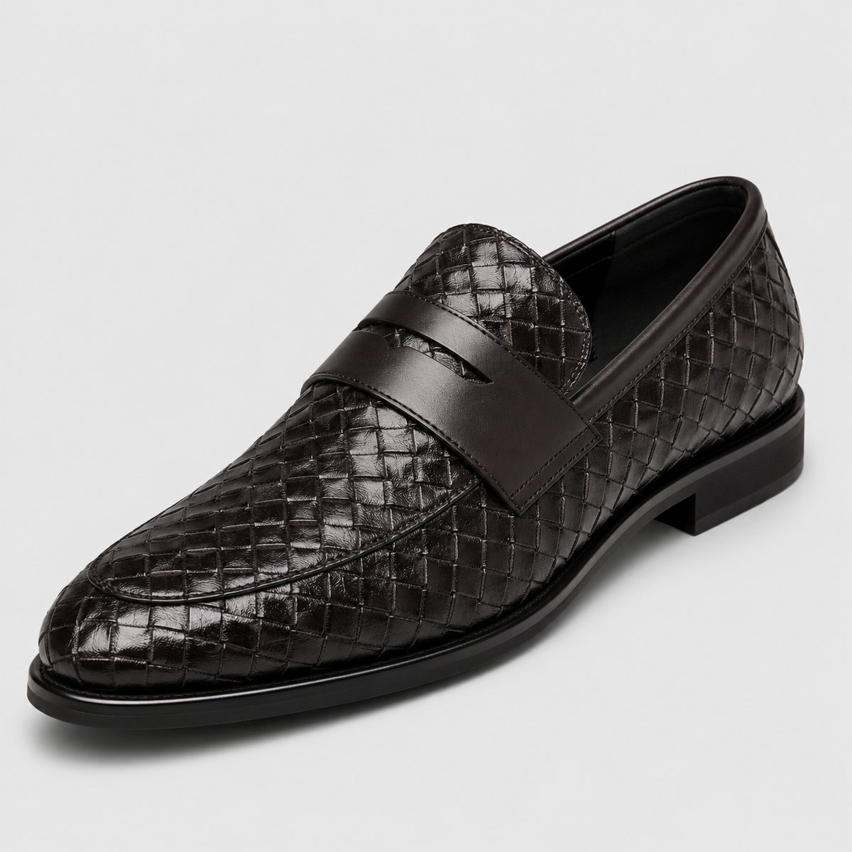 Mocassins Homme En Cuir Tressé Noir