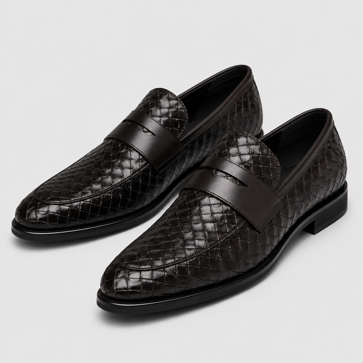 Mocassins Homme En Cuir Tressé Noir