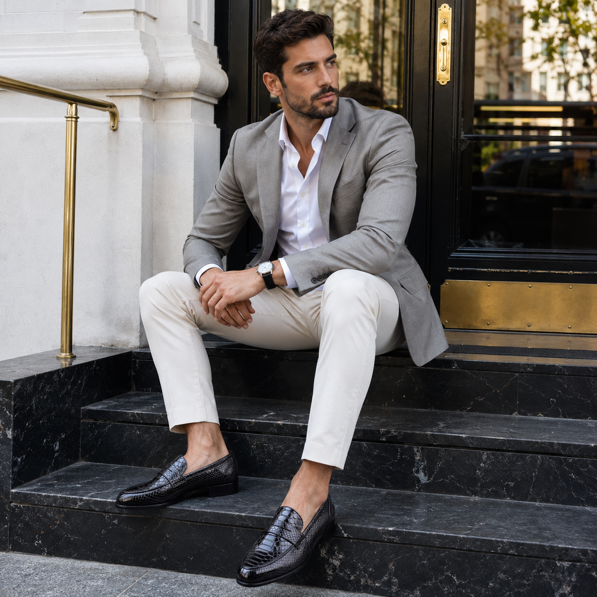 Mocassin Homme Cuir Crocodile