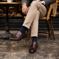 Mocassin Homme Habillé En Cuir Véritable Marron