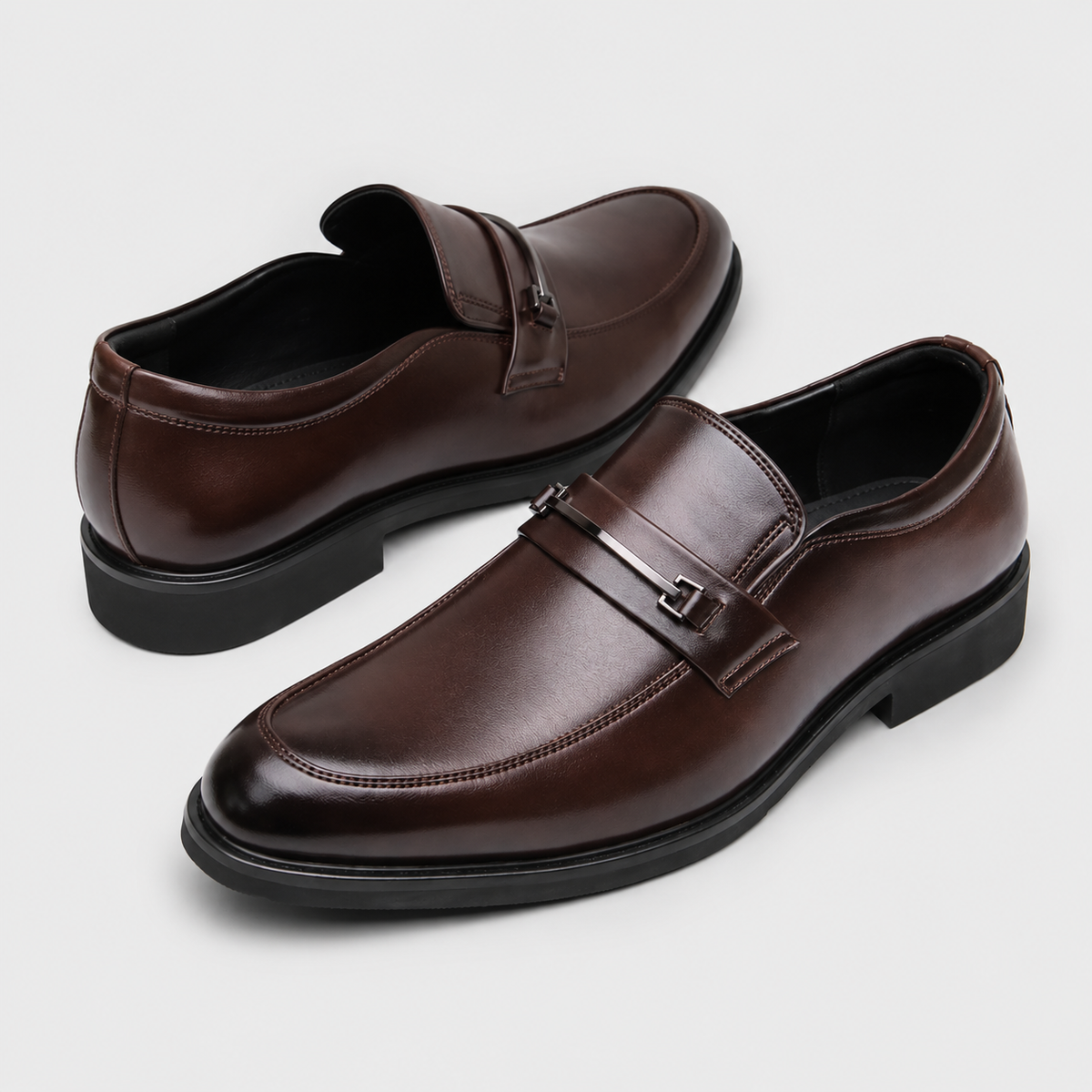 Mocassin Homme Habillé En Cuir Véritable Marron
