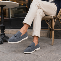 Mocassin Homme Gris À Gland En Daim
