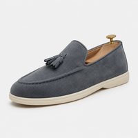 Mocassin Homme Gris À Gland En Daim