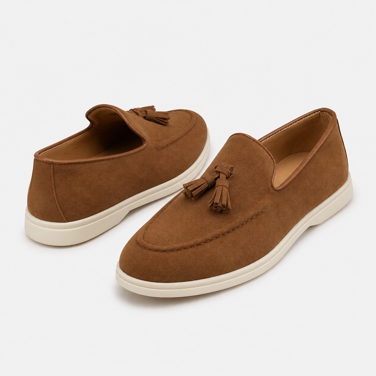 Mocassins À Glands Marron En Daim