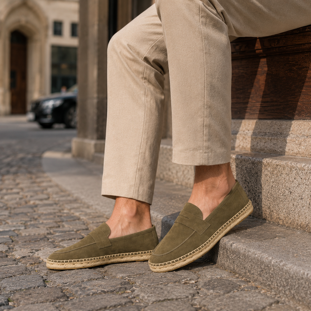 Mocassin Homme Daim Semelle Tressée